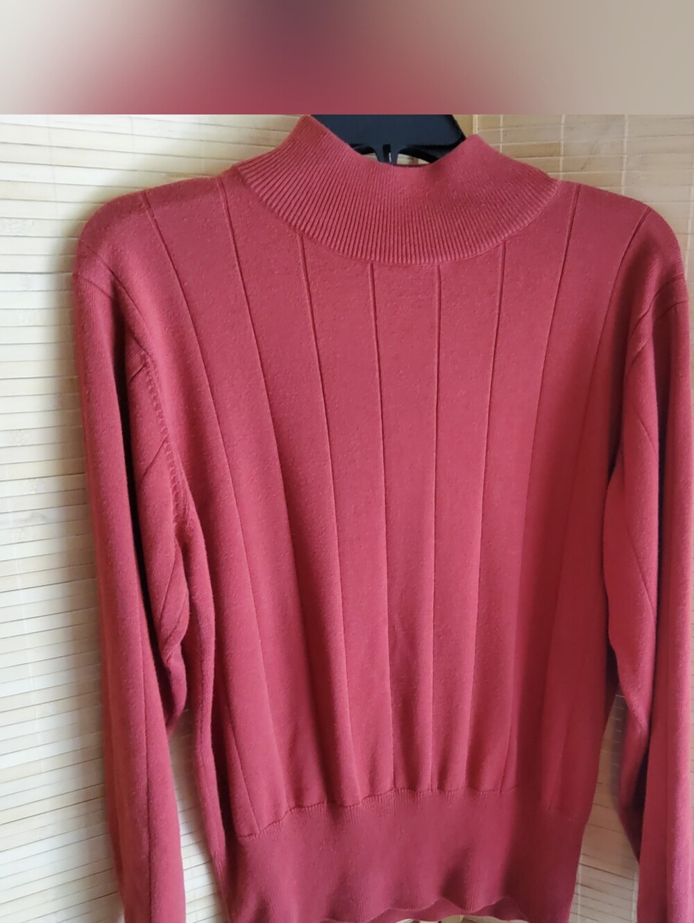dressbarn Ribbed Mock Neck Sweater - Brick Red - Picture 1 of 4